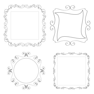 Vektör geometrik süsler ayarlayın. Monogram, etiket, logo, çerçeveler. Dekoratif öğeler. 