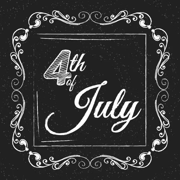 Il 4 luglio. Giorno di indipendenza degli Stati Uniti. Letteratura su lavagna. Concetto tipografico . — Vettoriale Stock