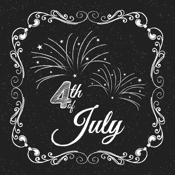 Il 4 luglio. Giorno dell'indipendenza. Letteratura su lavagna. Concetto tipografico . — Vettoriale Stock