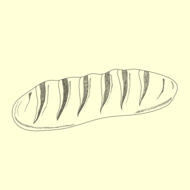  İzole edilmiş çizim ekmeği. Ekmek çizimi. Vektör illüstrasyonu.