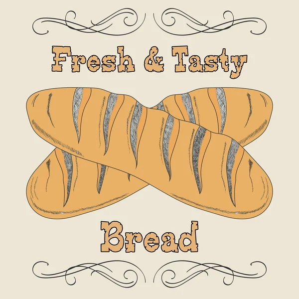 Ručně nakreslený štítek pro vektorový chleba. Logo prodejny chleba. Logo pekárny – ilustrace. — Stockový vektor