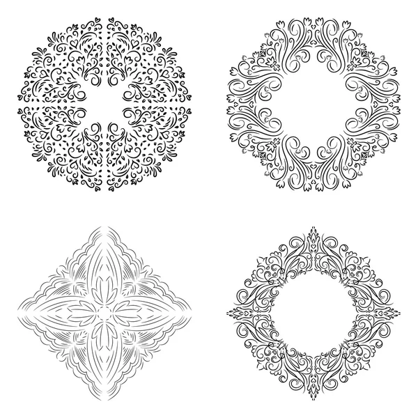 Set van Floral scroll ornamenten. Decor Floral Mandala collectie. Vector illustratie. — Stockvector