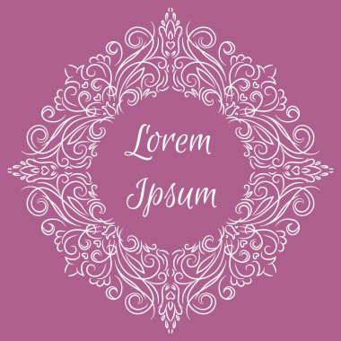 Çiçek kaydırma çerçeve. Dekor çiçek mandala. Vektör çizim.