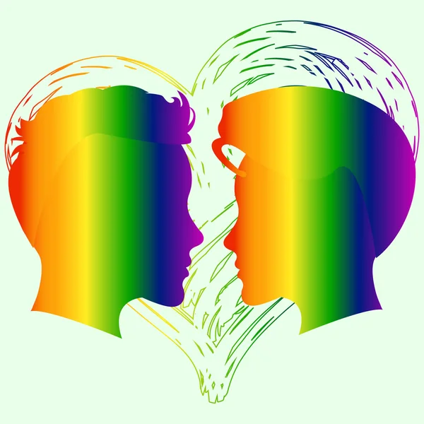 Aşk hiçbir sınırı vardır. Gökkuşağı kalp. Kavramsal tasarım tebrik kartı, logo, etiket, afiş veya Tasarım Giyim için. Lezbiyen destek sembolü. LGBT Tema. Vektör çizim.