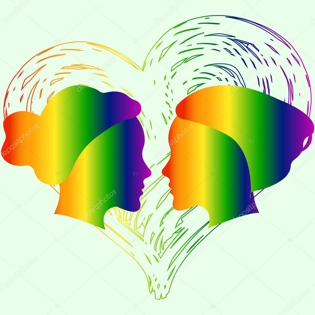 Love has no limit. Rainbow heart. Conceptual design for greeting card, logo, label, banner or clothing design. Lesbian support symbol. LGBT theme. Vector illustration.