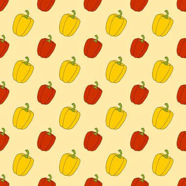 Sebze seamless modeli. Kırmızı ve sarı biber arka plan.