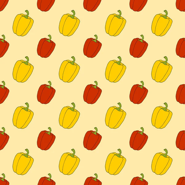 Vegetable seamless pattern. Red and yellow pepper background. — Stock Vector