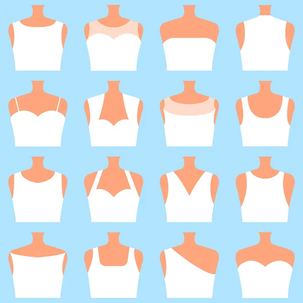 Düğün elbise necklines. Vektör çizim.