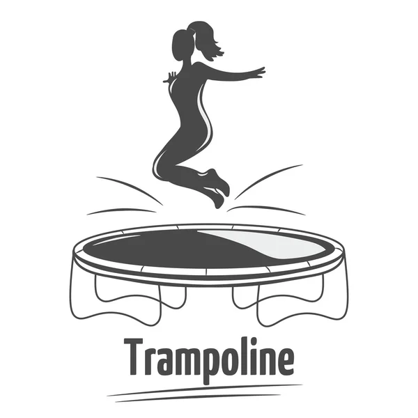 Mujer saltando en el trampolín. Icono de trampolín. Mujer silueta. Diseño del logotipo . — Archivo Imágenes Vectoriales