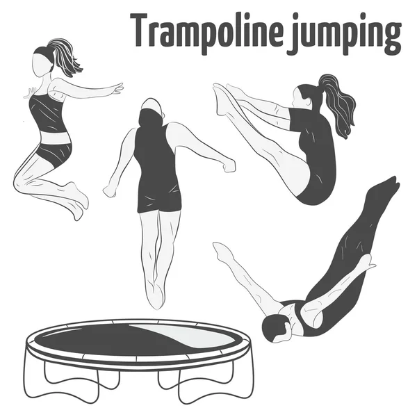 Trambolin üzerinde atlama insanlar. Trambolin simgeler. Logo tasarım.