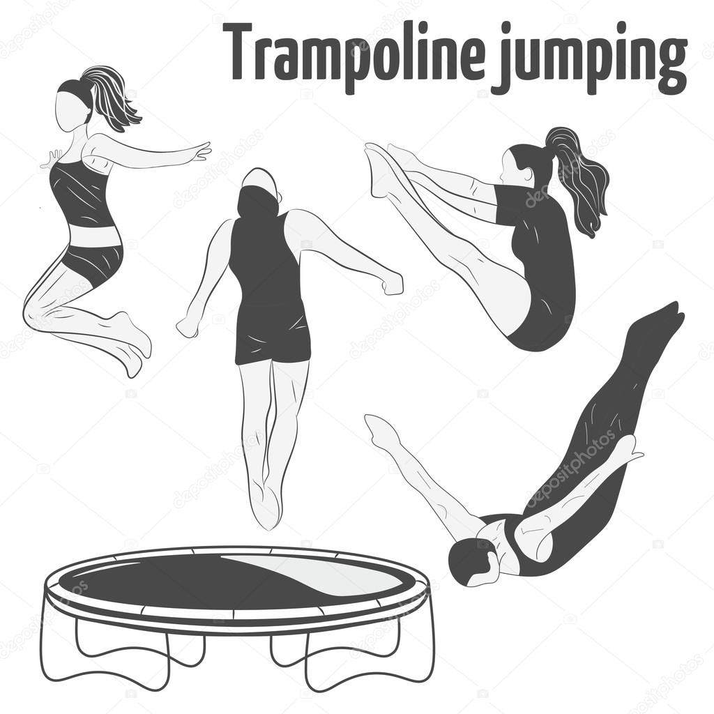 People jumping on the trampoline. Trampoline icons. Logo design.