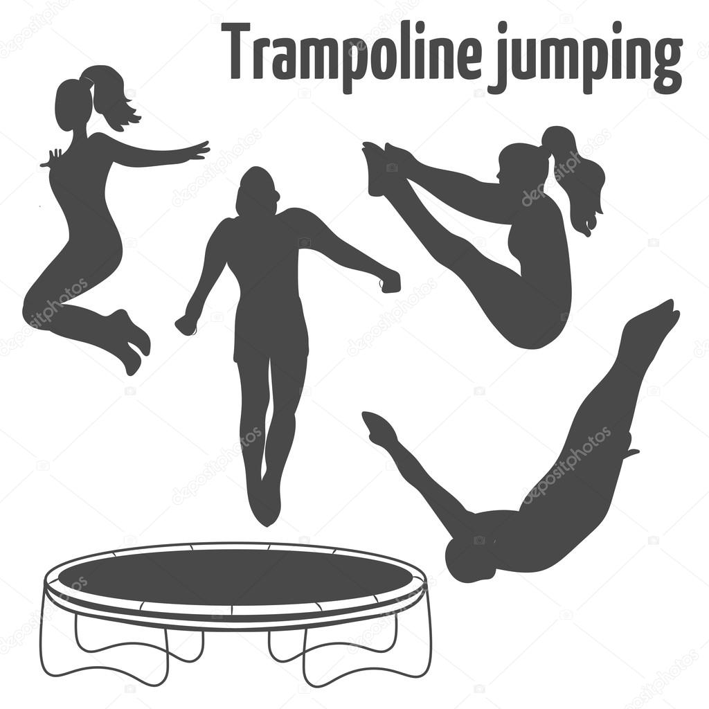 People jumping on the trampoline. Trampoline icons. Logo design.