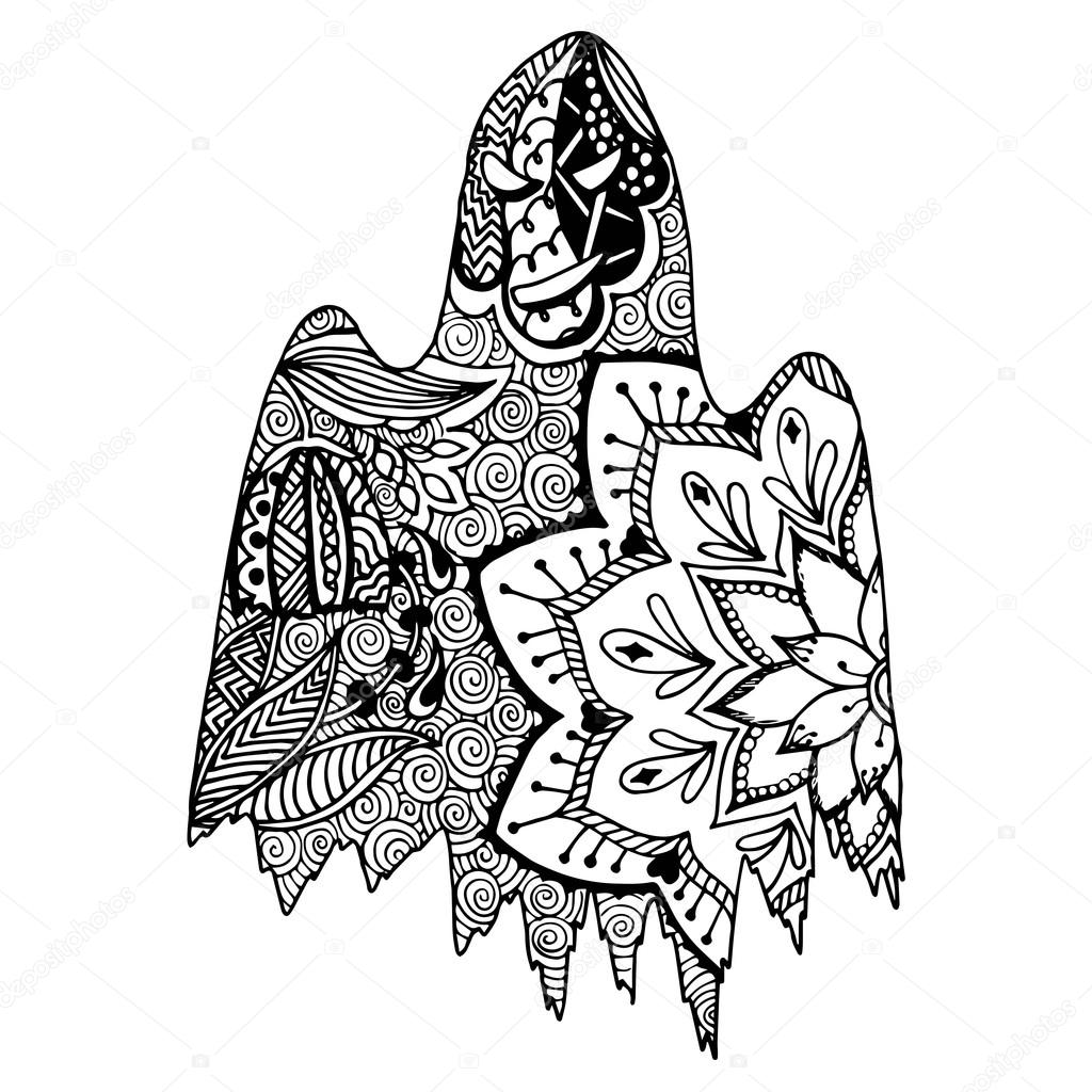 Hand drawn ghost in doodle style. Vector illustration.
