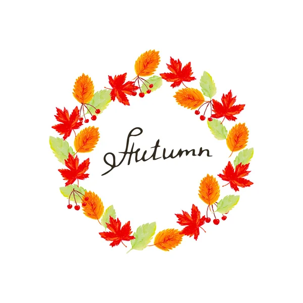 Ghirlanda d'autunno con iscrizione Autunno — Vettoriale Stock