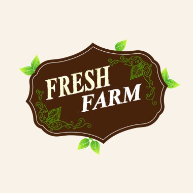 Organik gıda etiketi, restoranlar ve organik ürünler illüstrasyon vektör.