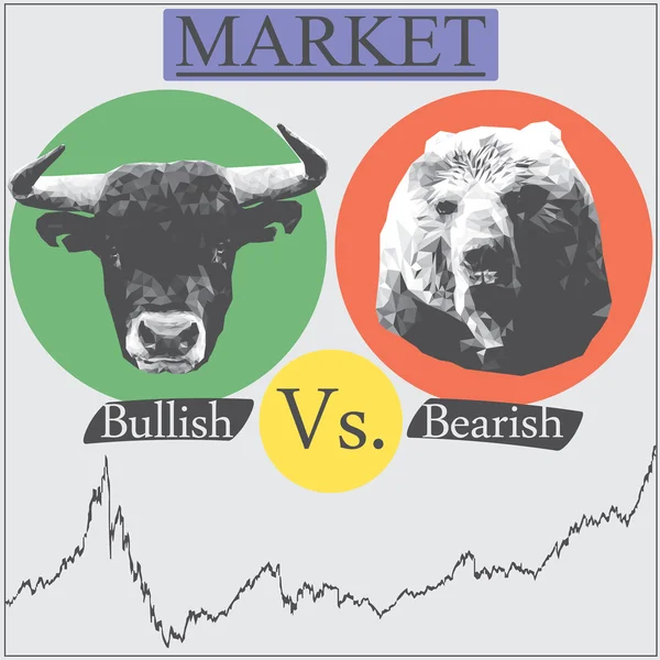 Illustration du marché présenté en haussier vs baissier — Image vectorielle