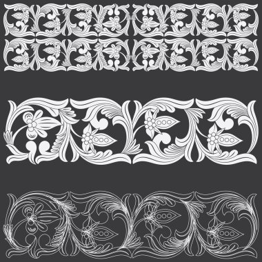 Tropikal çiçek oyma desen.