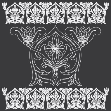 Tropikal çiçek oyma desen.