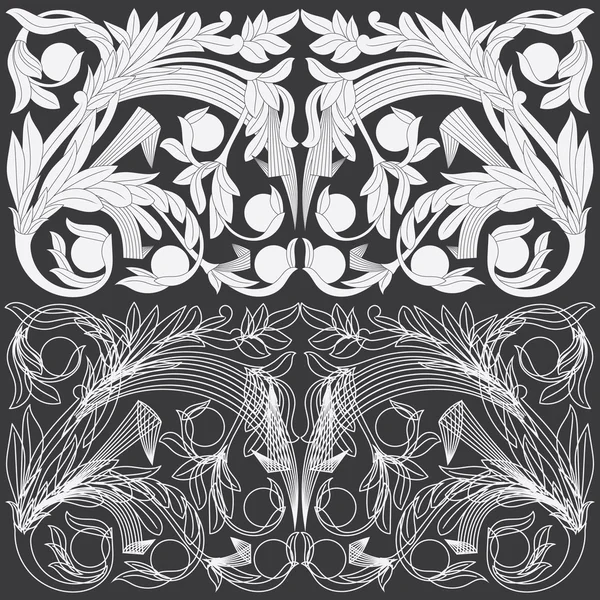 Tropical Floral Carving Pattern. — Stock Vector