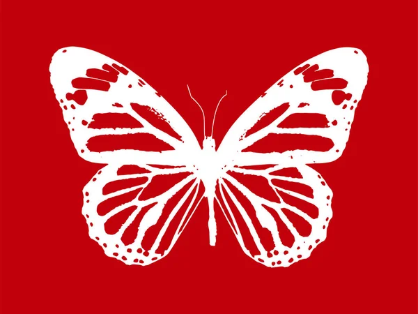 Motyl Motyw Lub Biały Motyl Izolowane Czerwonym Tle — Wektor stockowy