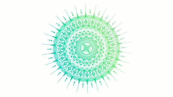 抽象装飾ラウンドパターン カラフルなマンダラ 株式アニメーション 変化する花の魅力的な曼荼羅の背景 光の線で万華鏡の円 シームレスなループ — ストック動画