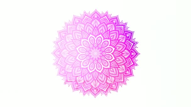 抽象装飾ラウンドパターン カラフルなマンダラ 株式アニメーション 変化する花の魅力的な曼荼羅の背景 光の線で万華鏡の円 シームレスなループ — ストック動画