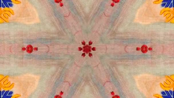 部族のパターンやウクライナのパターンの布のデザイン波幾何学的なシームレスループアニメーション — ストック動画