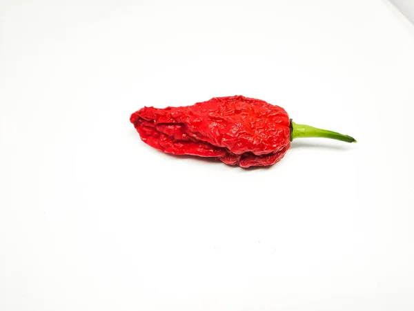 Bhut Jolokia Ghost Pepper Isolated White Background Fresh Carolina Reaper Stock Picture