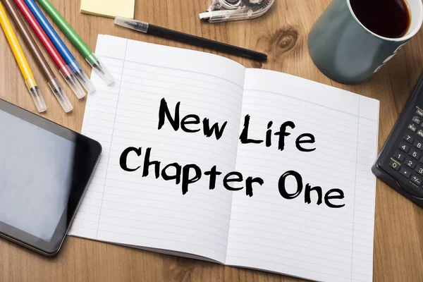 Capítulo Um da Nova Vida - Almofada de notas com texto — Fotografia de Stock
