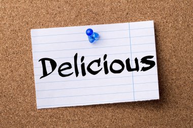 Delicious - ilan panosu üzerinde pinned kalçası not kağıdı