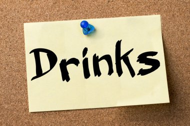 İçecekler - yapışkanlı etiket bulletin board tutturulmuş.