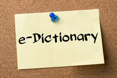 e-sözlük - yapışkanlı etiket bulletin board tutturulmuş.