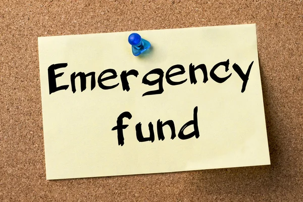 Emergency fund - adhesive label pinned on bulletin board