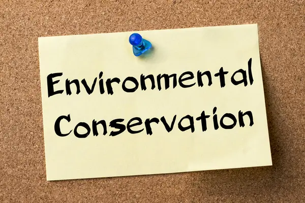 Conservação ambiental - etiqueta adesiva fixada no boletim b — Fotografia de Stock