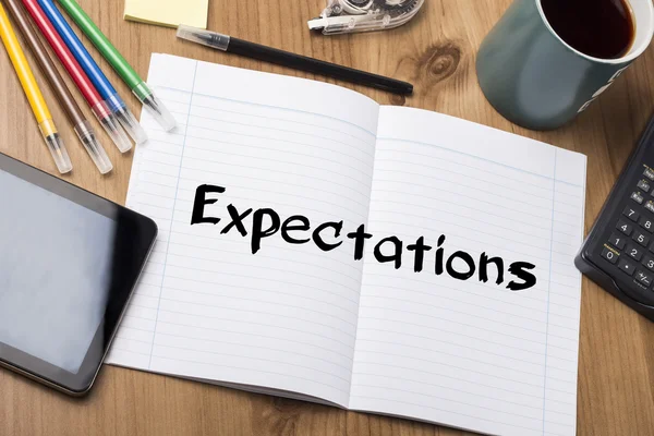 Expectativas - Almofada de notas com texto — Fotografia de Stock