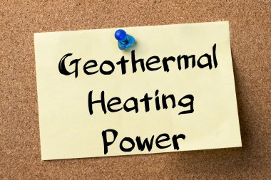 Jeotermal ısıtma gücü - yapışkanlı etiket Bülteni boa üzerinde sabitlenmiş.