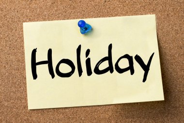 Tatil - yapışkanlı etiket bulletin board tutturulmuş