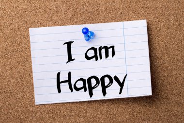 I am mutlu - kalçası Not kağıt bulletin board tutturulmuş