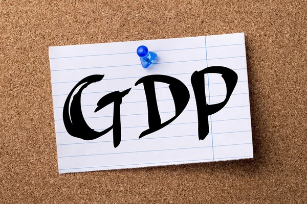 GDP - teared note paper pinned on bulletin board