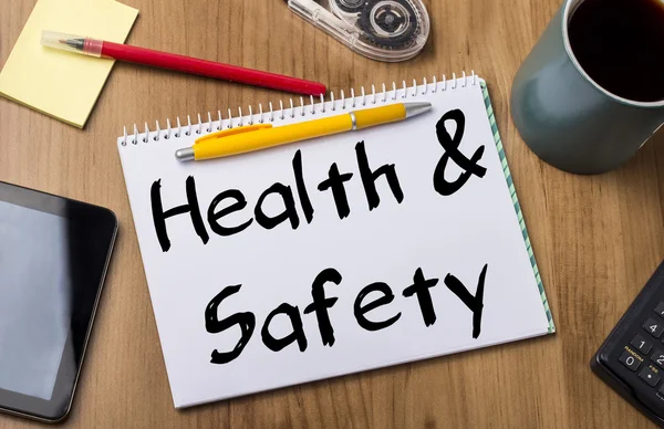 Gezondheid & veiligheid - notitie Pad met tekst — Stockfoto