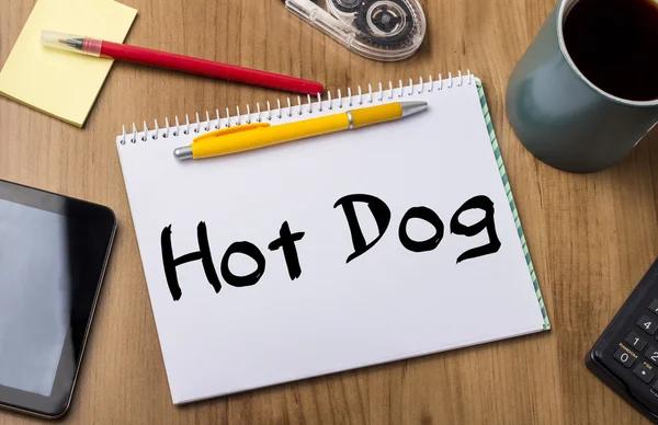 Hot Dog - skrypt dłużny podkładka z tekstem — Zdjęcie stockowe