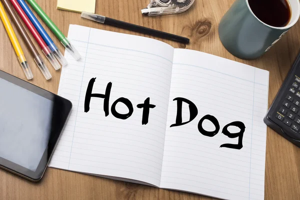 Hot Dog - skrypt dłużny podkładka z tekstem — Zdjęcie stockowe