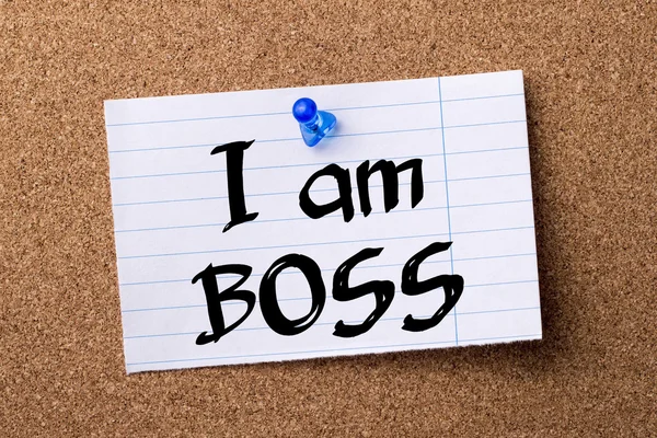 I am BOSS - teared note paper pinned on bulletin board — Stock Photo, Image