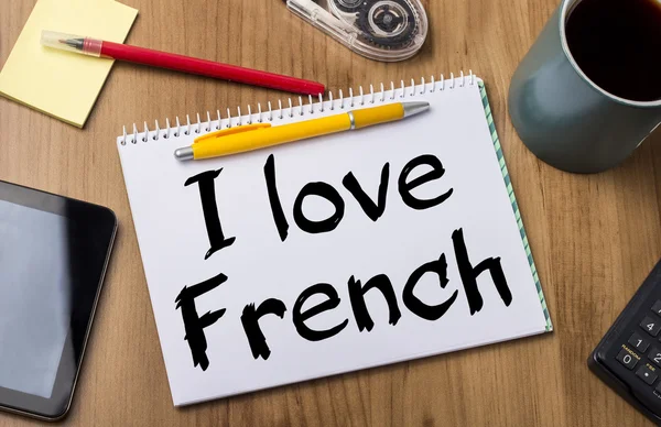 Люблю французский - запишите в блокнот — стоковое фото