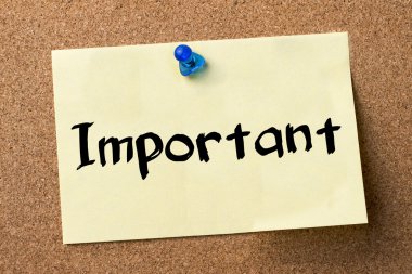 Önemli - yapışkanlı etiket bulletin board tutturulmuş