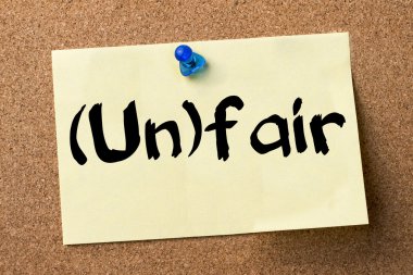 (Un)fair - ilan panosuna yapıştırılan yapıştırıcı etiket