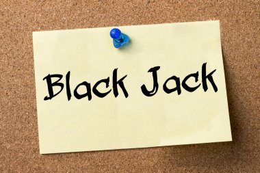 Black Jack - yapışkanlı etiket bulletin board tutturulmuş.