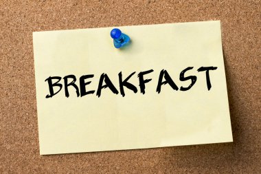 Kahvaltı - yapışkanlı etiket bulletin board tutturulmuş