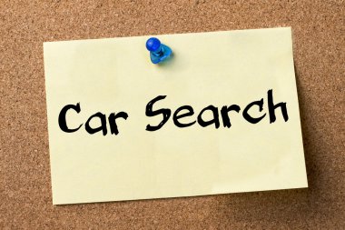 Araba arama - yapışkanlı etiket bulletin board tutturulmuş.