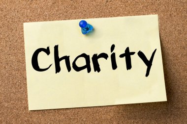 Sadaka - yapışkanlı etiket bulletin board tutturulmuş.